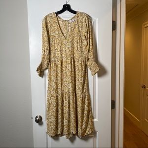 Faithfull the Brand Yellow Floral Midi Dress